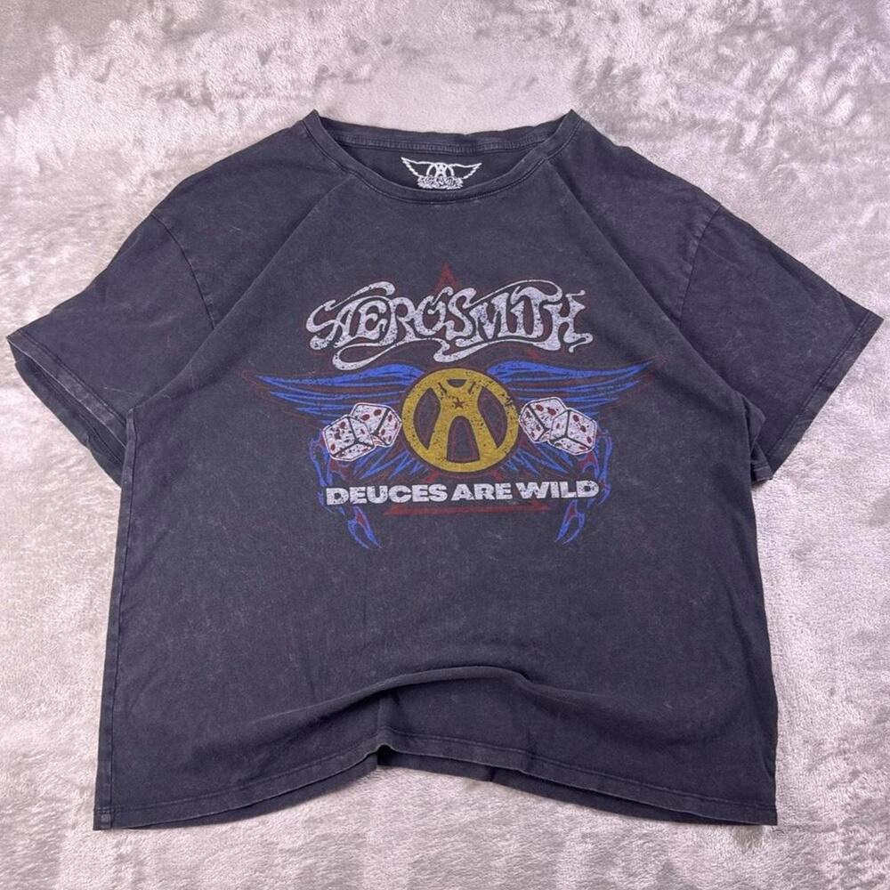 Aerosmith Deuces Are Wild T-Shirt Women’s Large Black Short Sleeve Graphic Tee